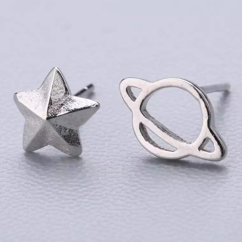 Sterling Silver 925 Star Stud Earrings